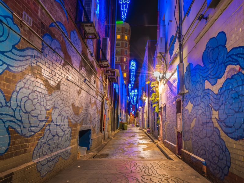 Local: China Town Kimber Lane Wall Art and Light, Sydney, Australia. Foto: Shutterstock. 